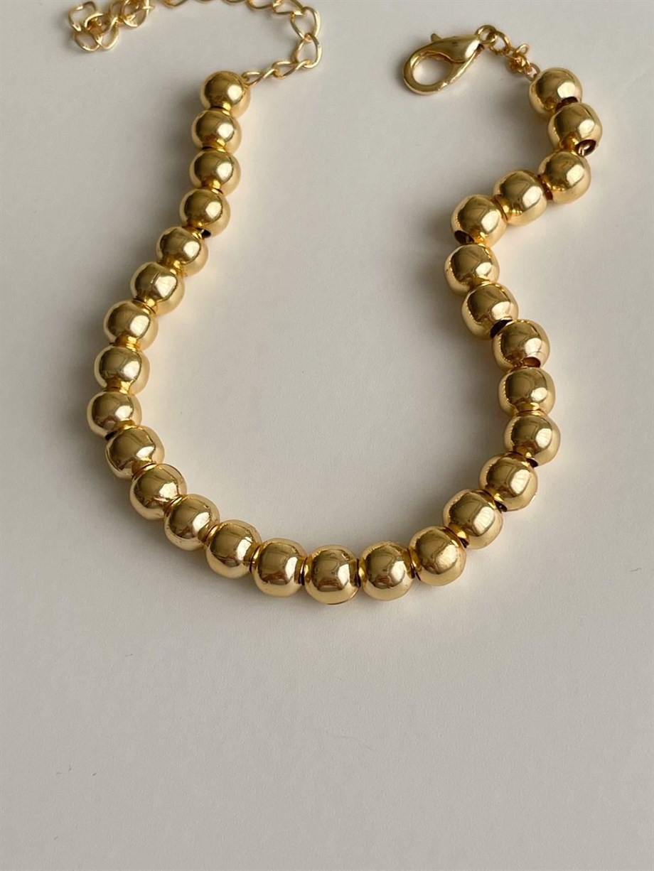 Gold Boncuklu Bileklik (23 Cm)