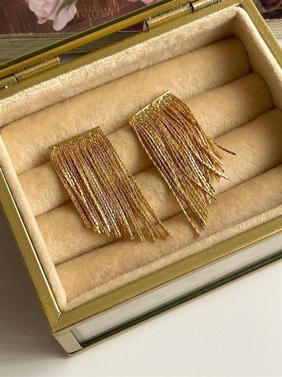 Gold Şık Küpe (4.5 Cm)