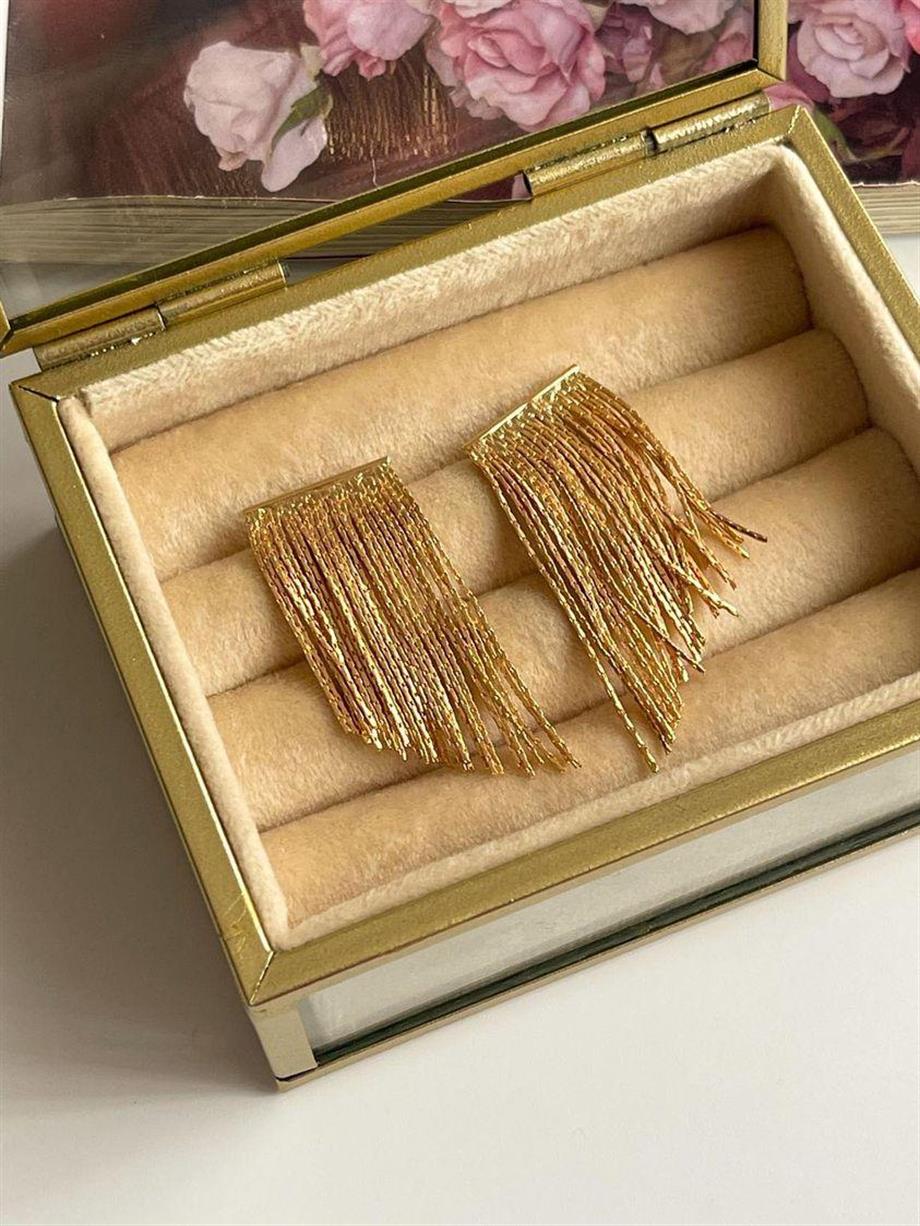 Gold Şık Küpe (4.5 Cm)