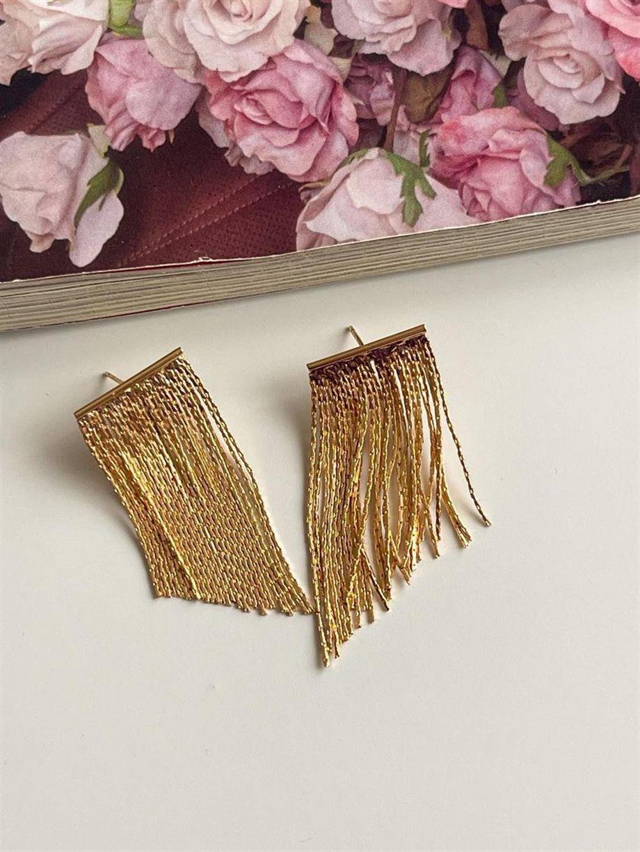 Gold Şık Küpe (4.5 Cm)