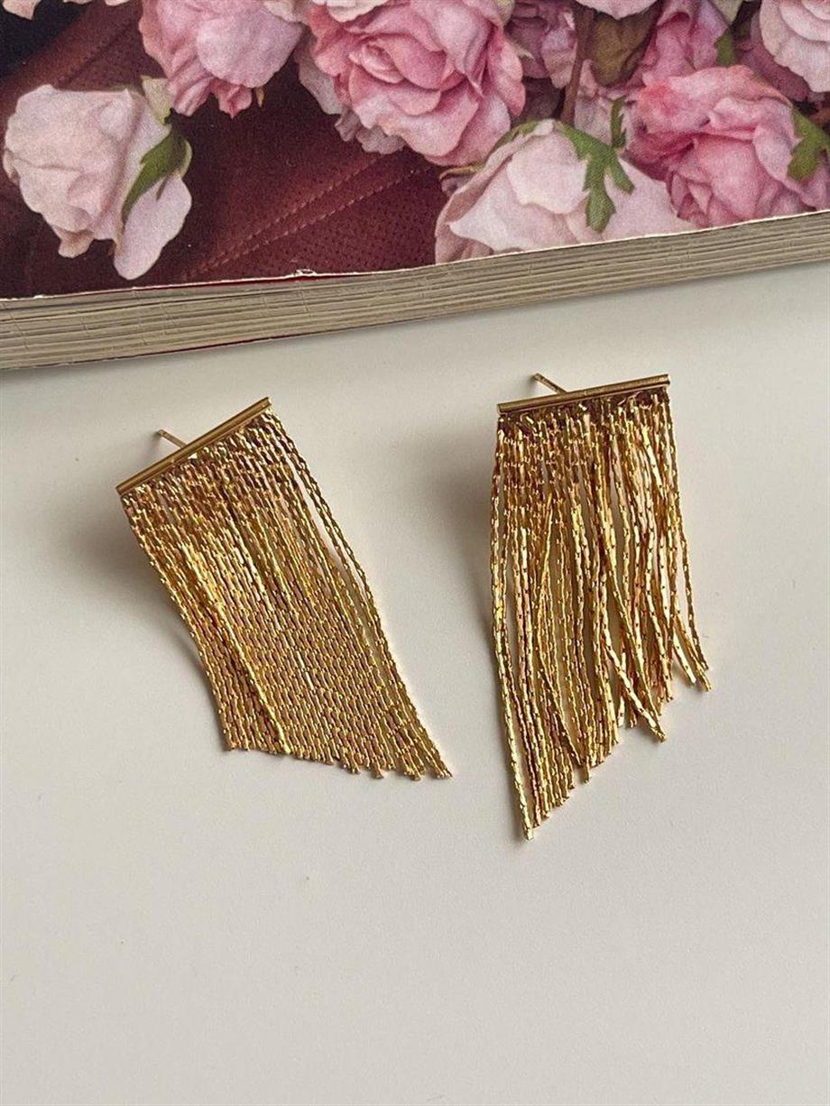 Gold Şık Küpe (4.5 Cm)