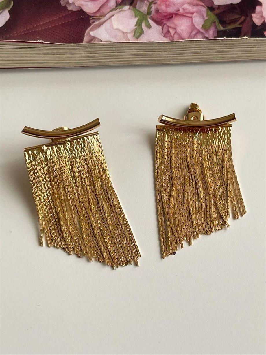 Gold Şık Küpe (5 Cm)