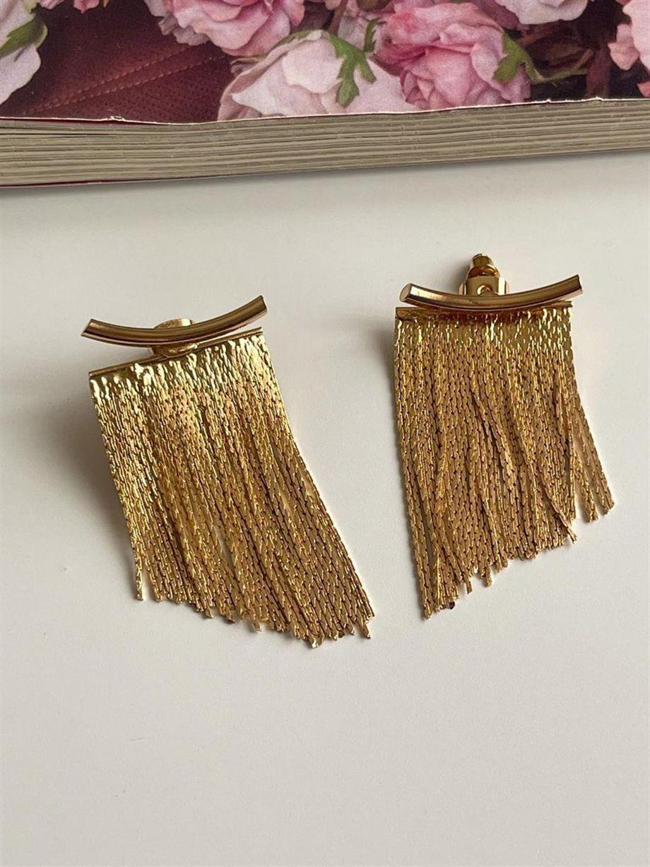 Gold Şık Küpe (5 Cm)