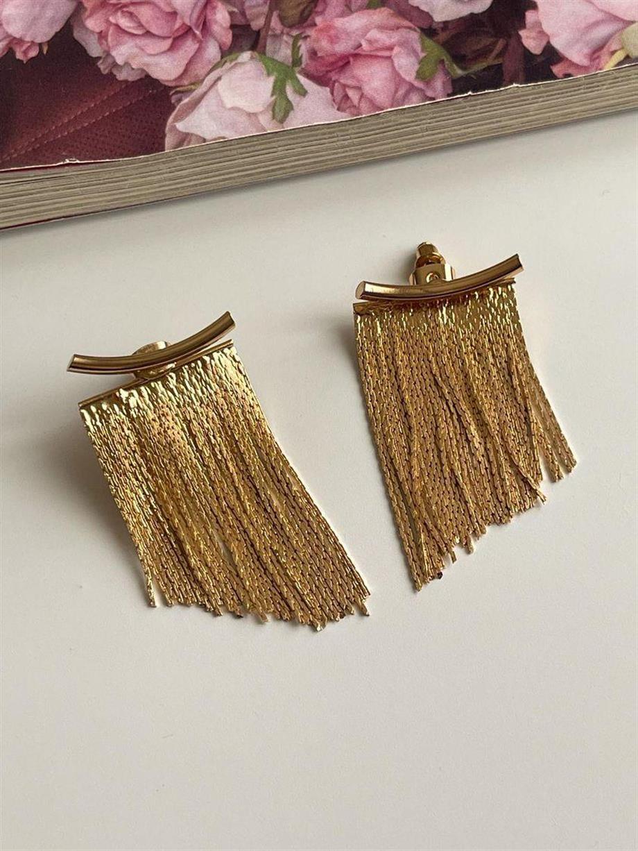 Gold Şık Küpe (5 Cm)