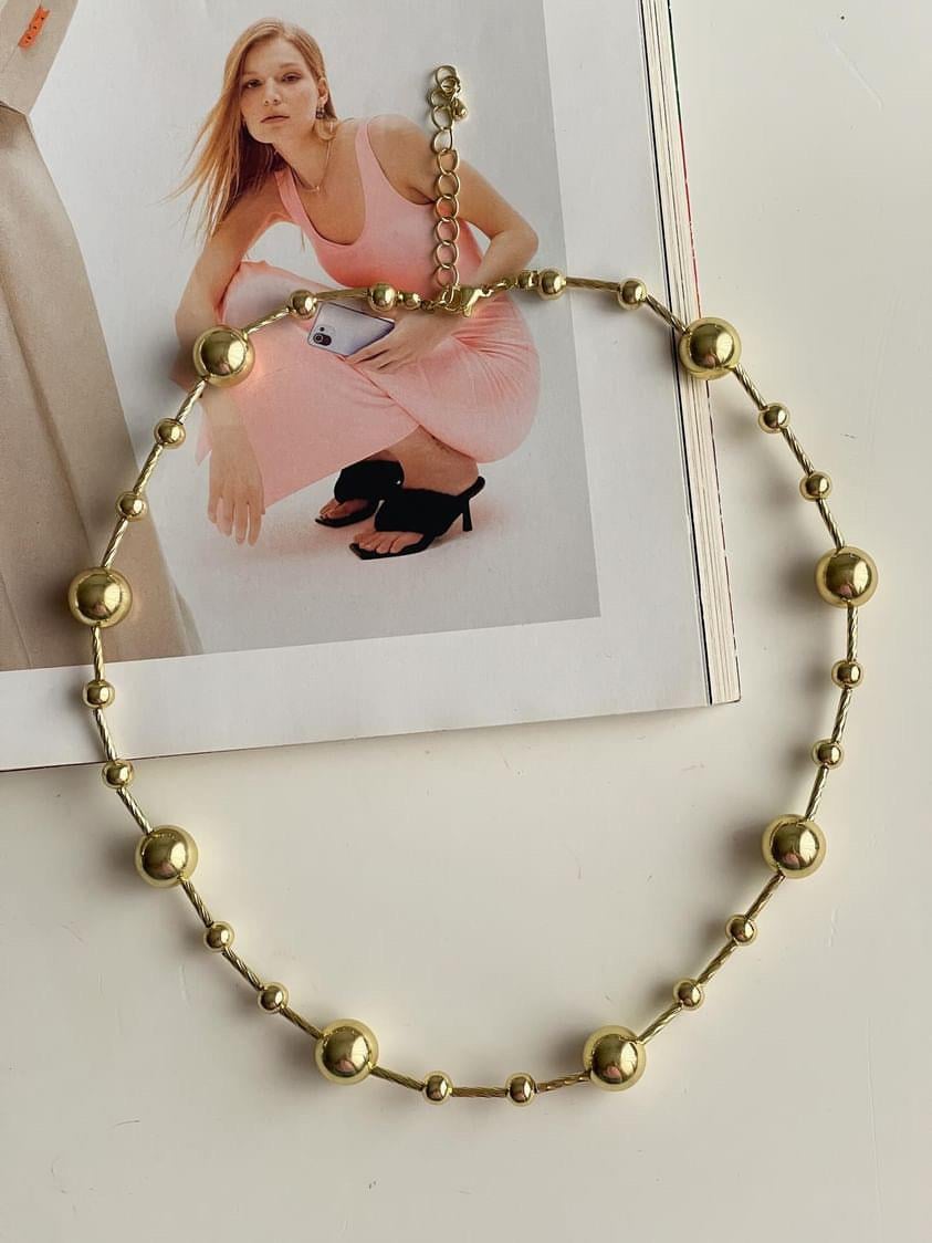 Gold Topçuklu Kolye (50 Cm)