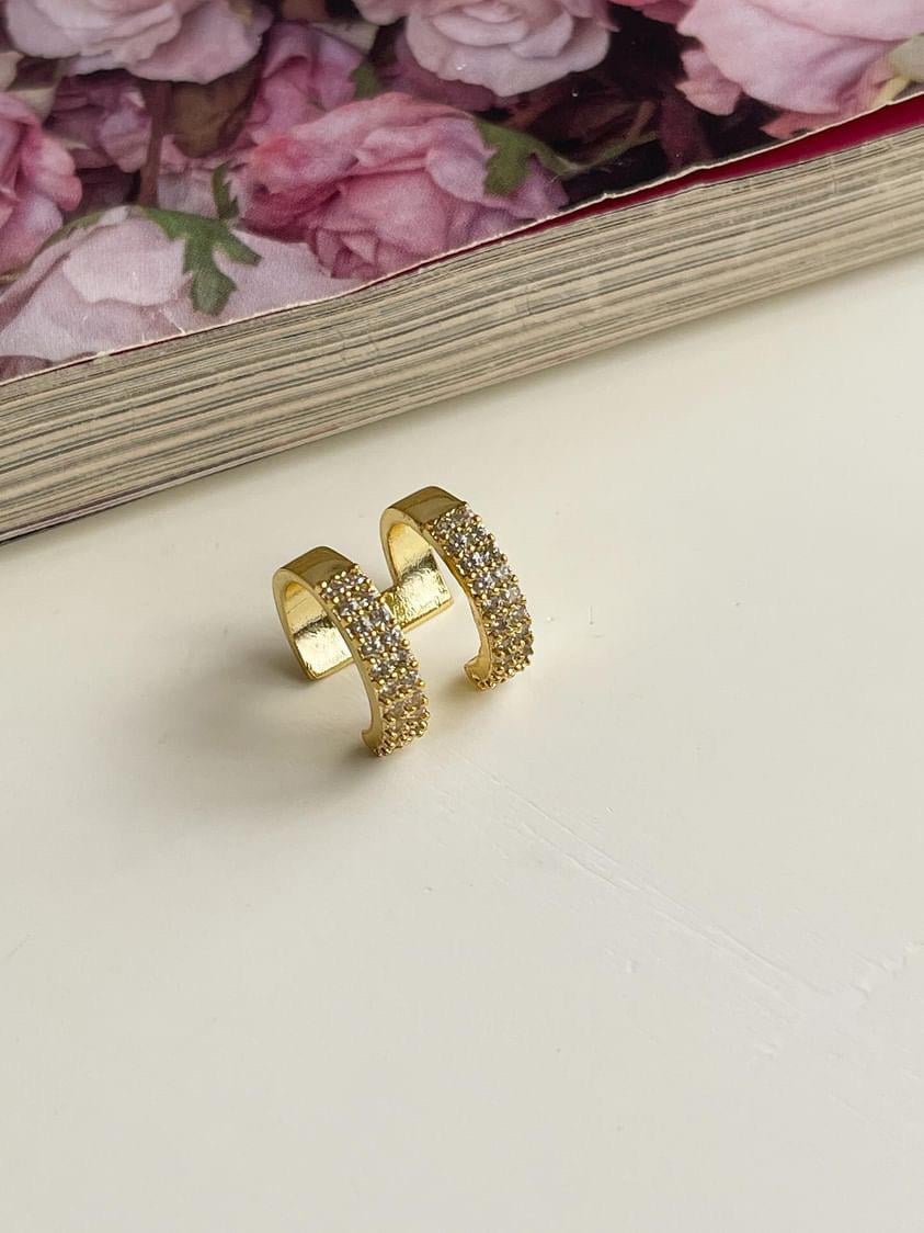 Gold Zirkon Taşlı Tekli Ear Cuff Küpe 