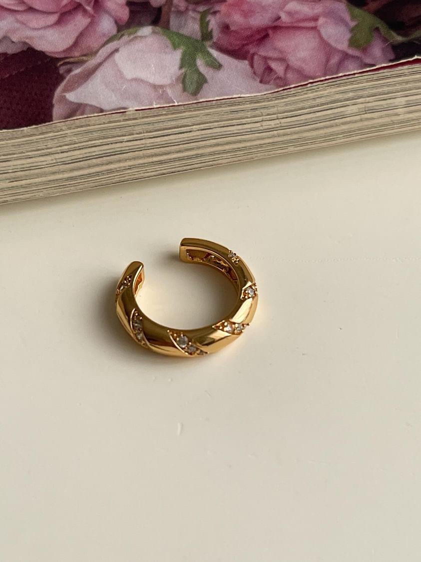 Gold Zirkon Taşlı Tekli Ear Cuff Küpe