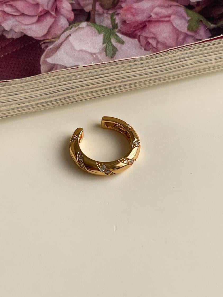 Gold Zirkon Taşlı Tekli Ear Cuff Küpe