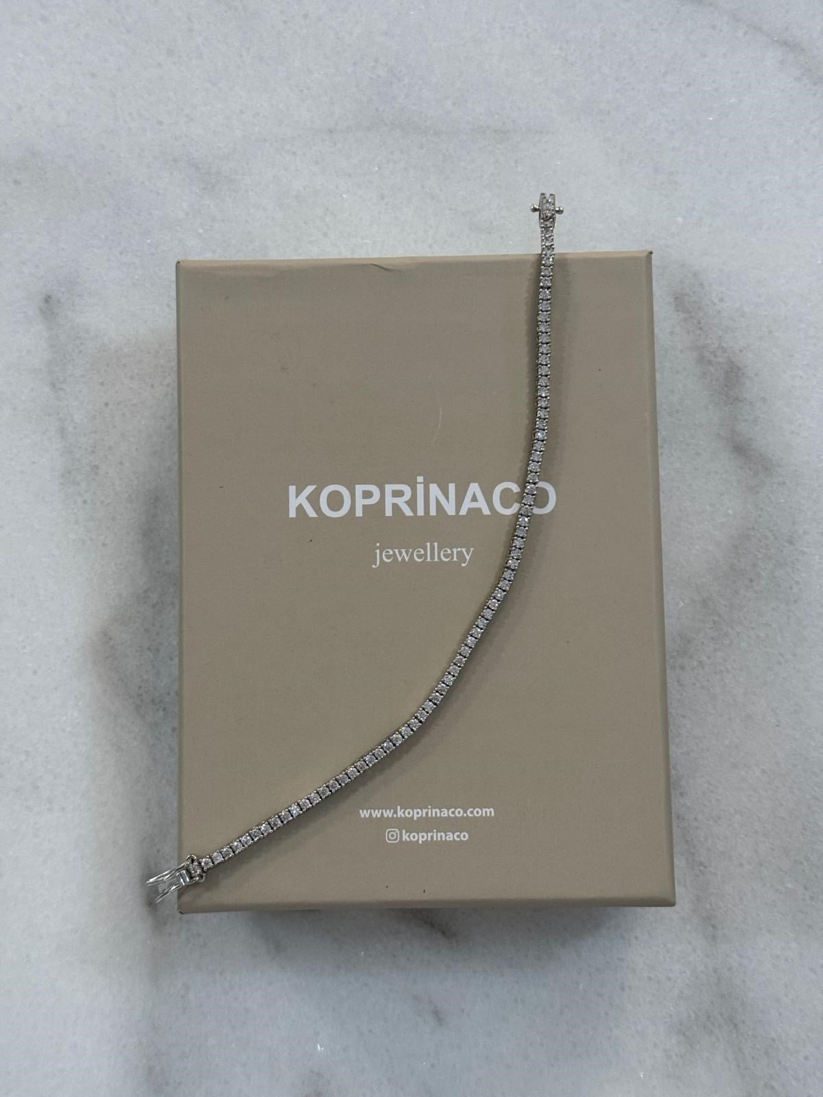 Gümüş Renk Pırlanta Model Su Yolu Bileklik (18 Cm)