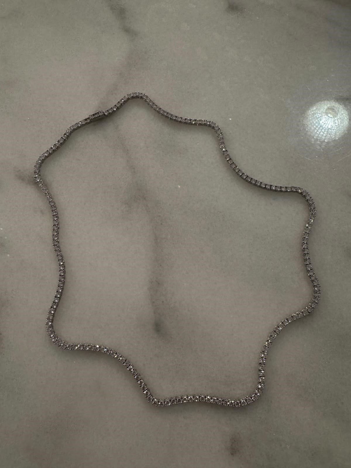 Gümüş Renk Pırlanta Model Su Yolu Uzun Kolye (60 Cm) 