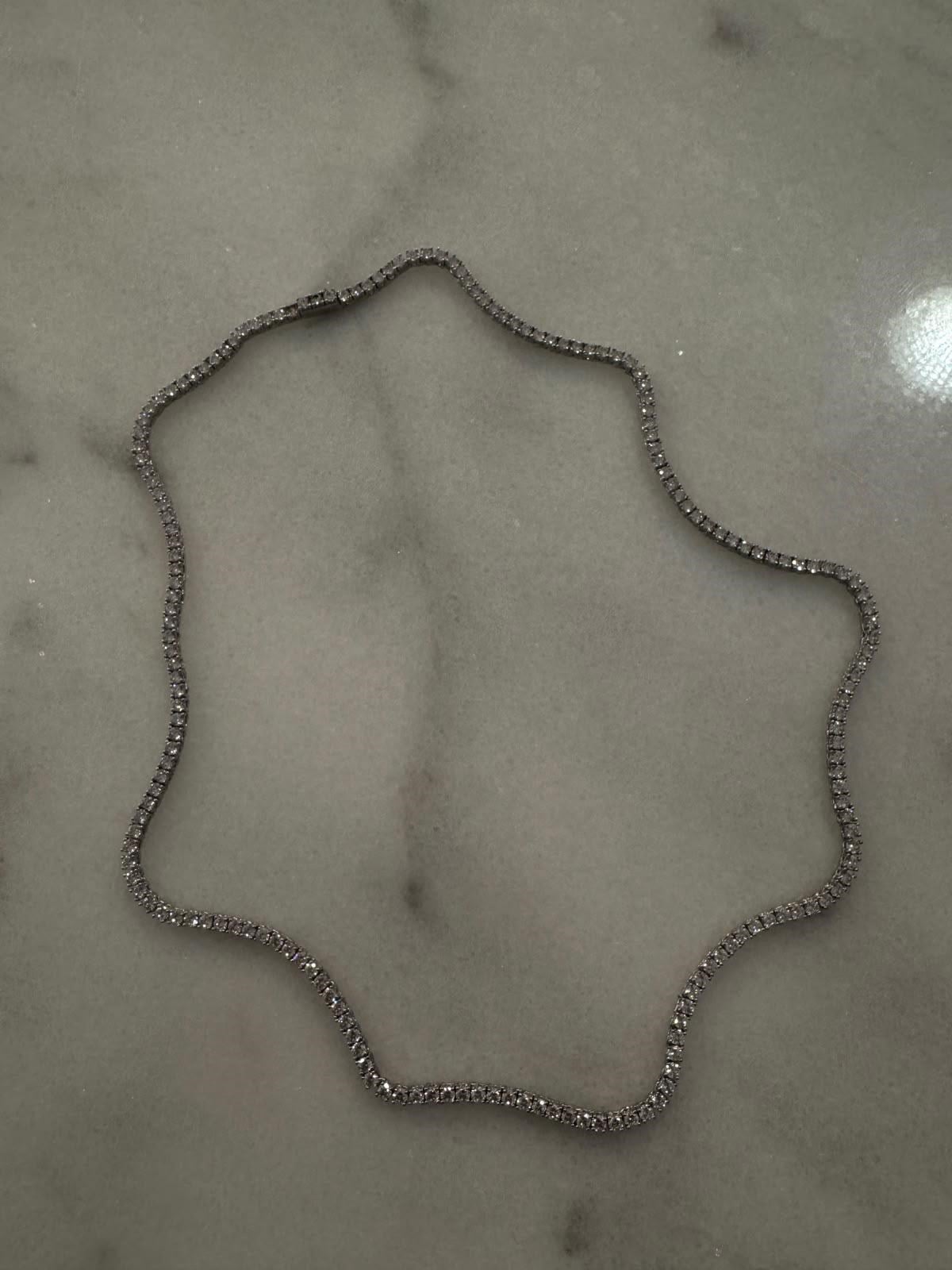 Gümüş Renk Pırlanta Model Su Yolu Uzun Kolye (60 Cm) 