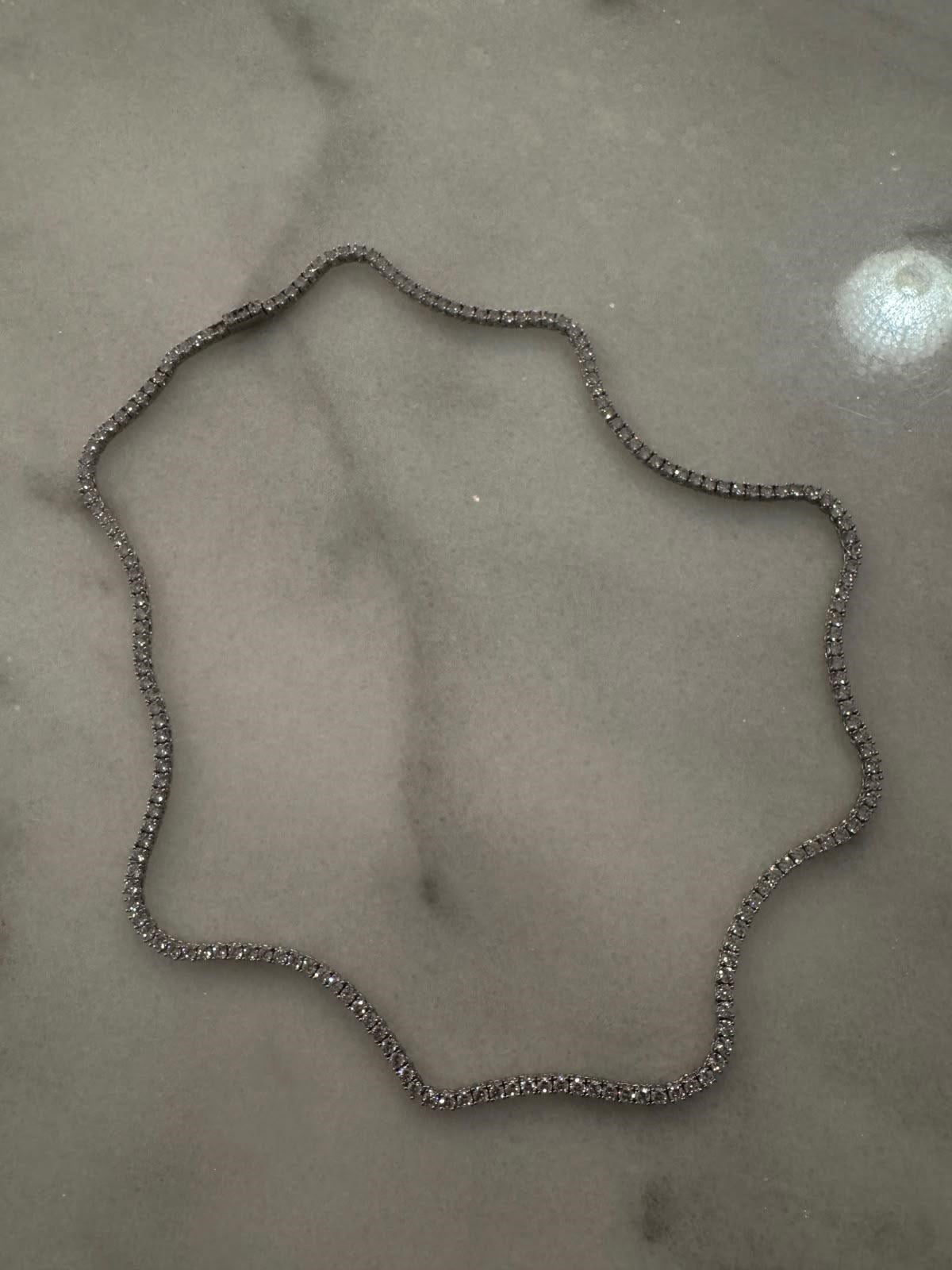 Gümüş Renk Pırlanta Model Su Yolu Uzun Kolye (60 Cm) 