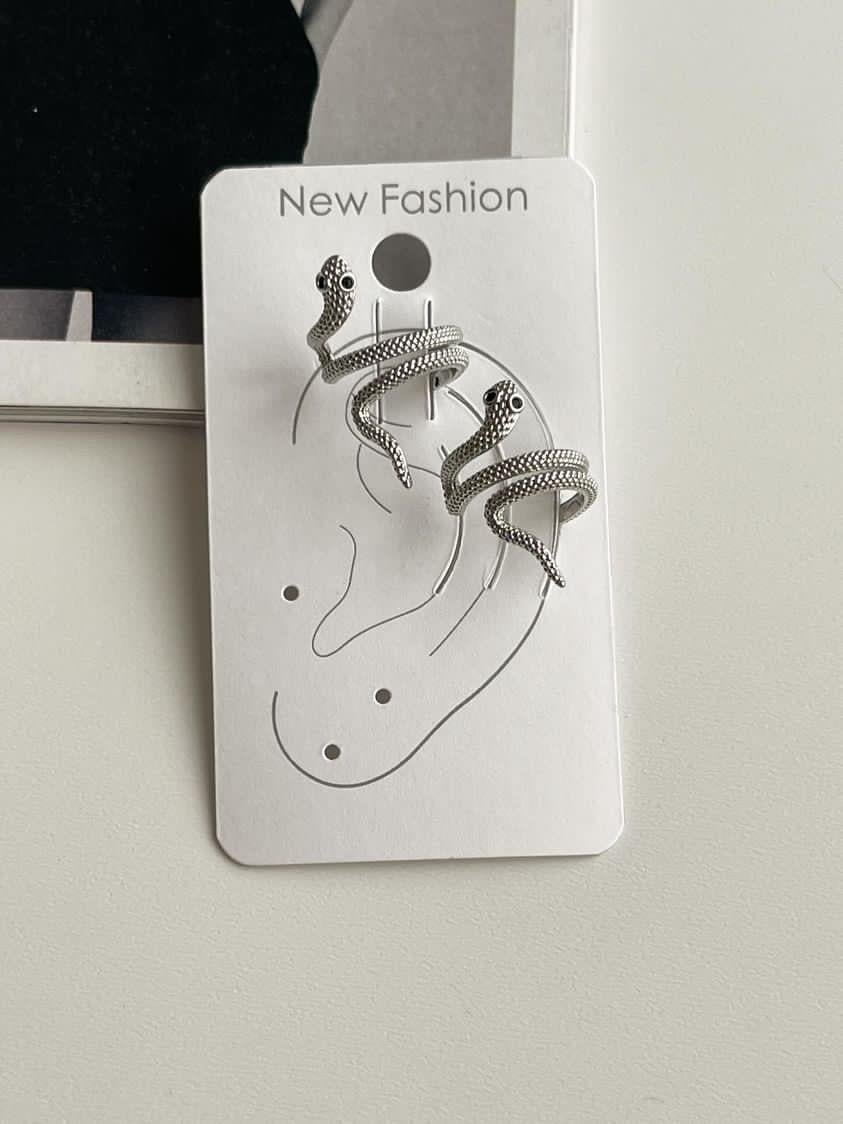 Gümüş Renk Snake Tekli Ear Cuff Küpe 