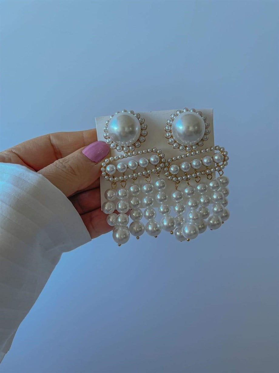 İthal Premium İncili Küpe (7 Cm)
