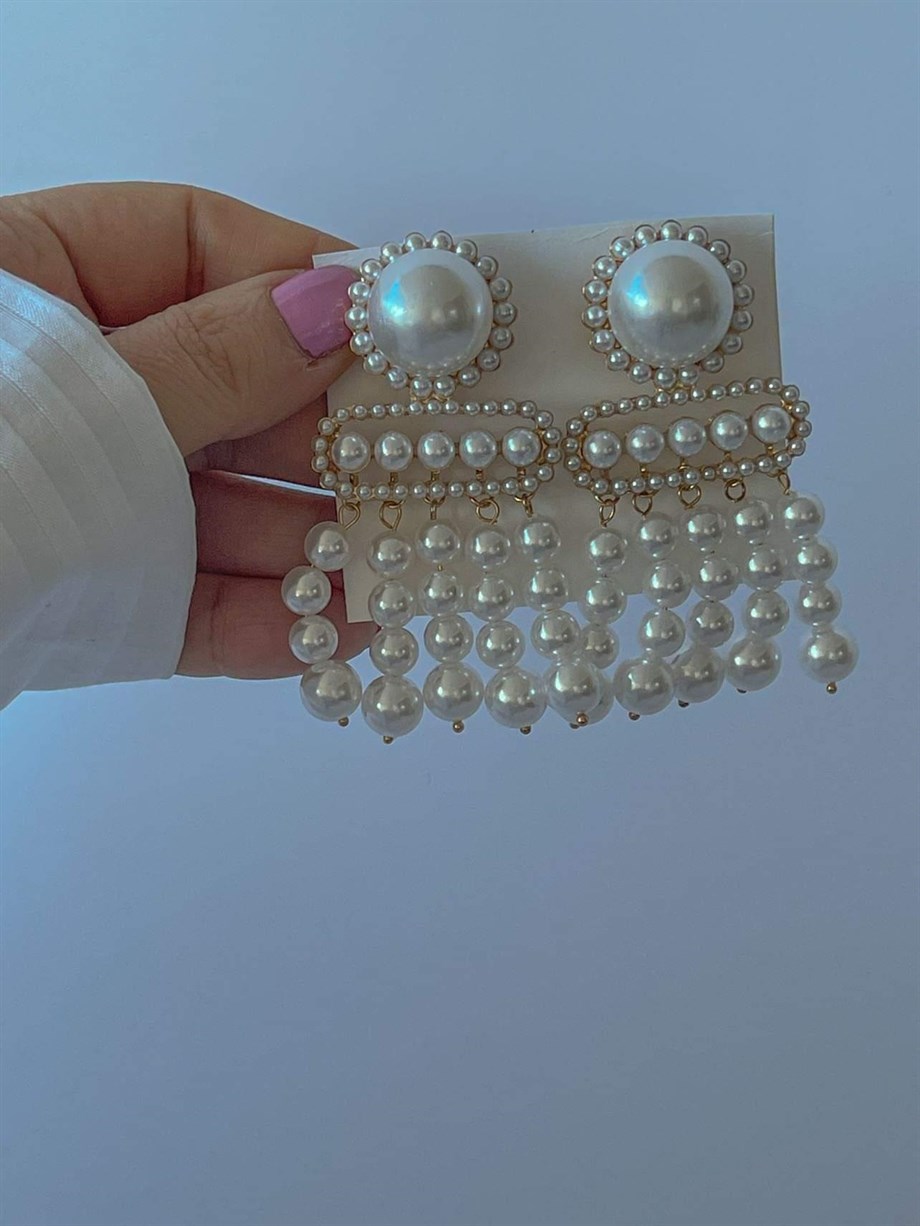 İthal Premium İncili Küpe (7 Cm)