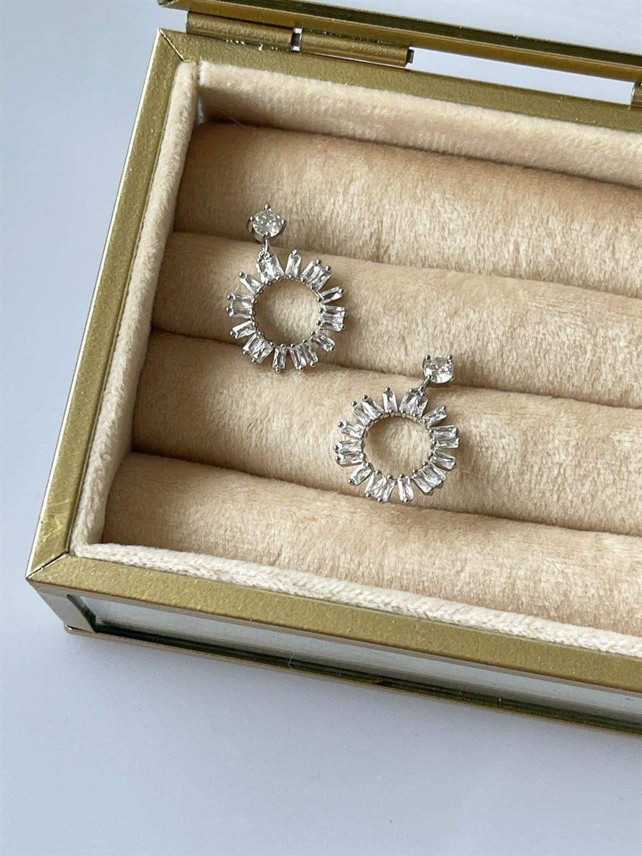 İthal Taşlı Halka Küpe (2.5 Cm)