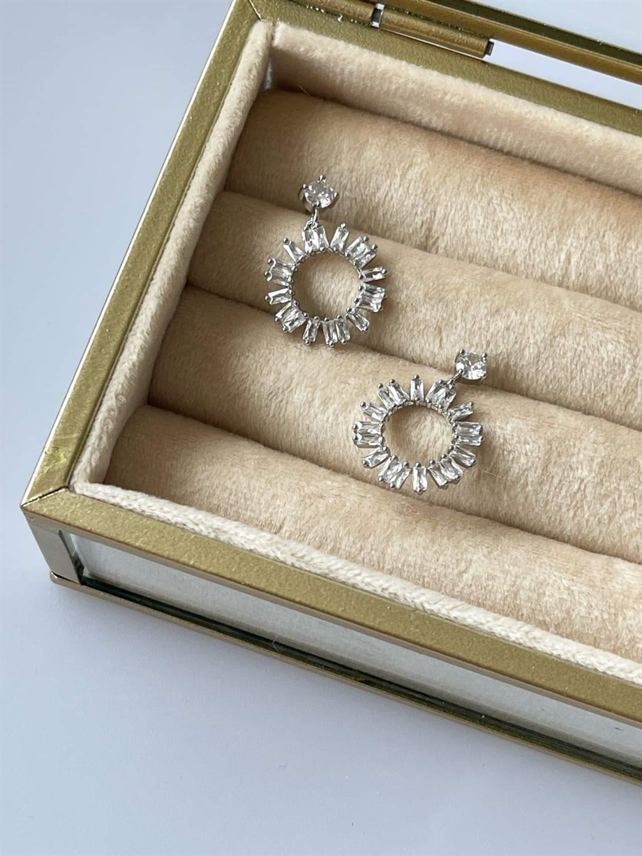 İthal Taşlı Halka Küpe (2.5 Cm)