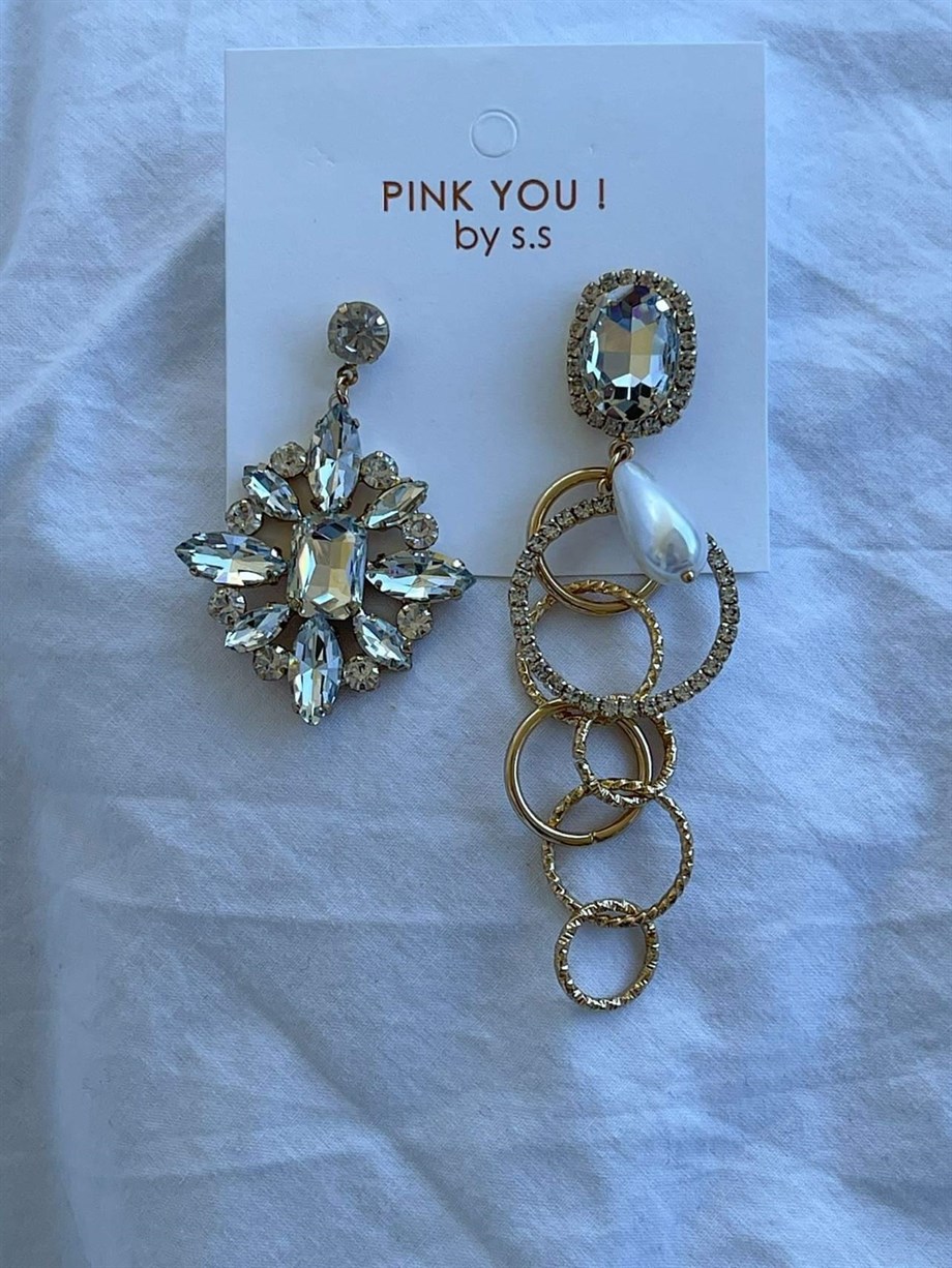 İthal Taşlı İki Farklı Premium Küpe (9 Cm)