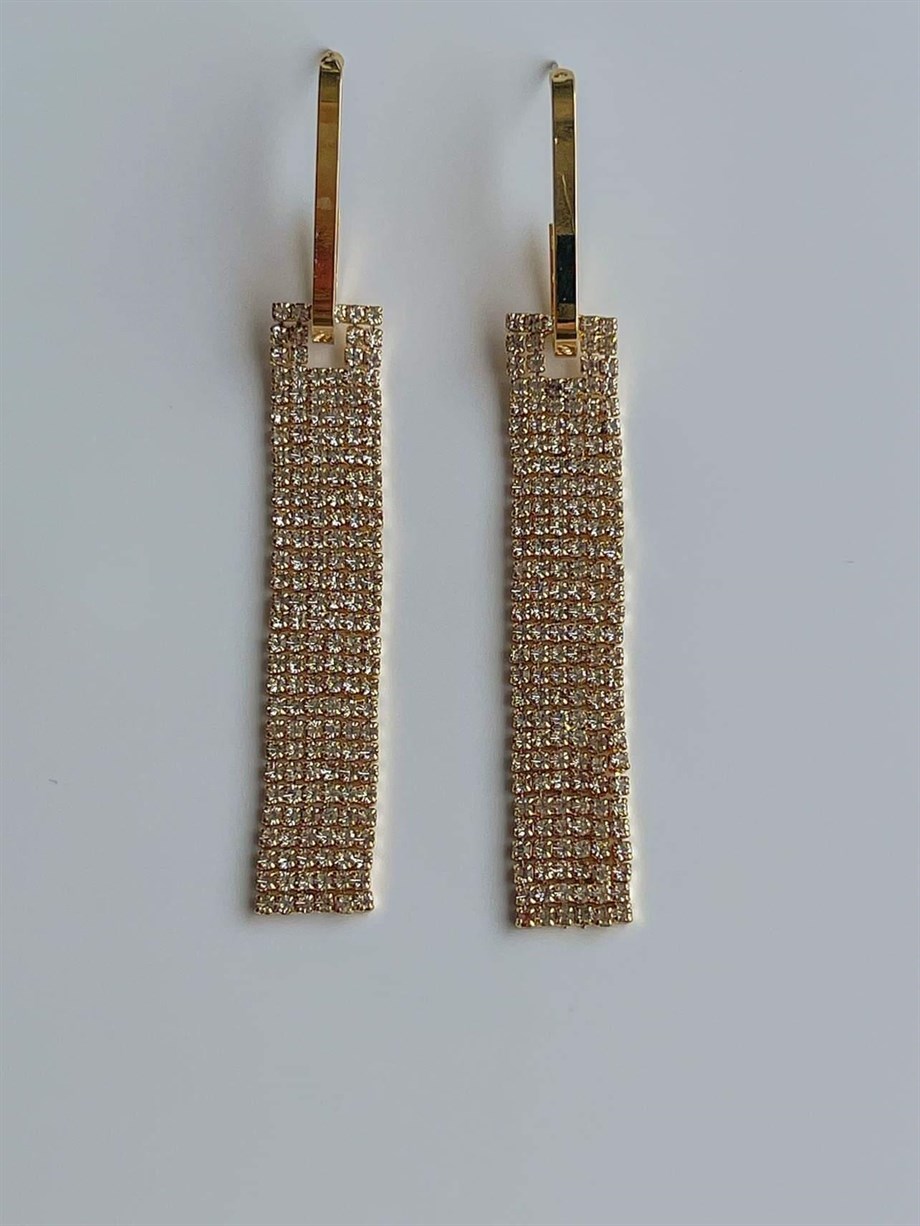 İthal Taşlı Küpe (7.5 Cm)