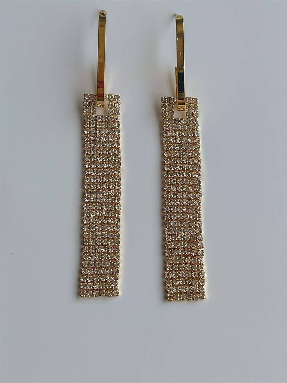 İthal Taşlı Küpe (7.5 Cm)