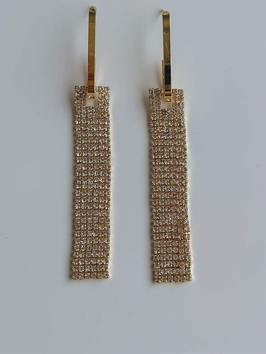 İthal Taşlı Küpe (7.5 Cm)