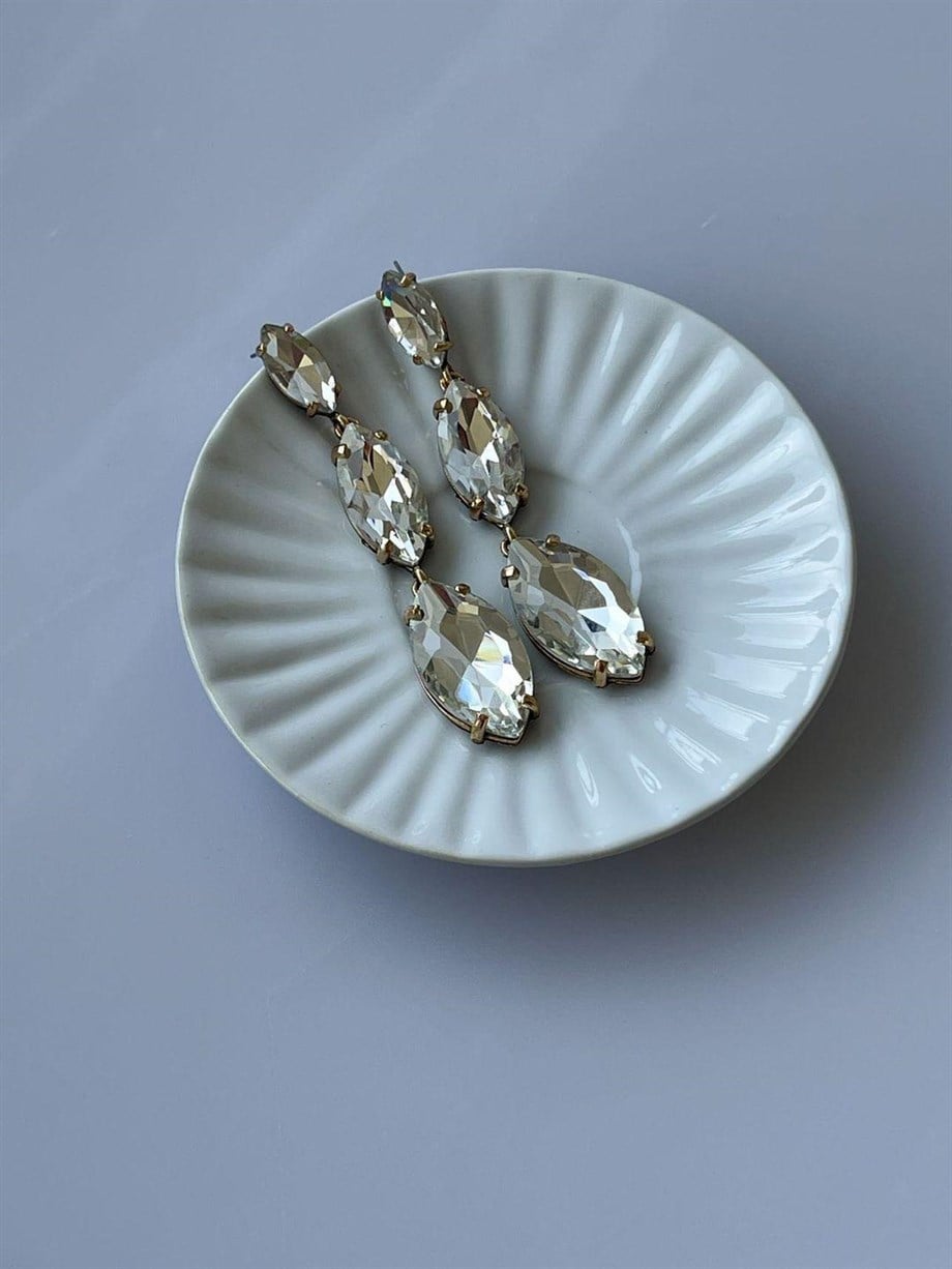 İthal Taşlı Küpe (8.5 Cm)