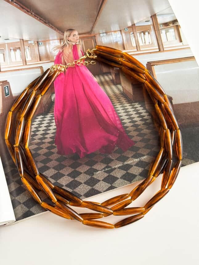 Kahve Dörtlü Birleşik Kombin Summer Kolye (46 Cm)