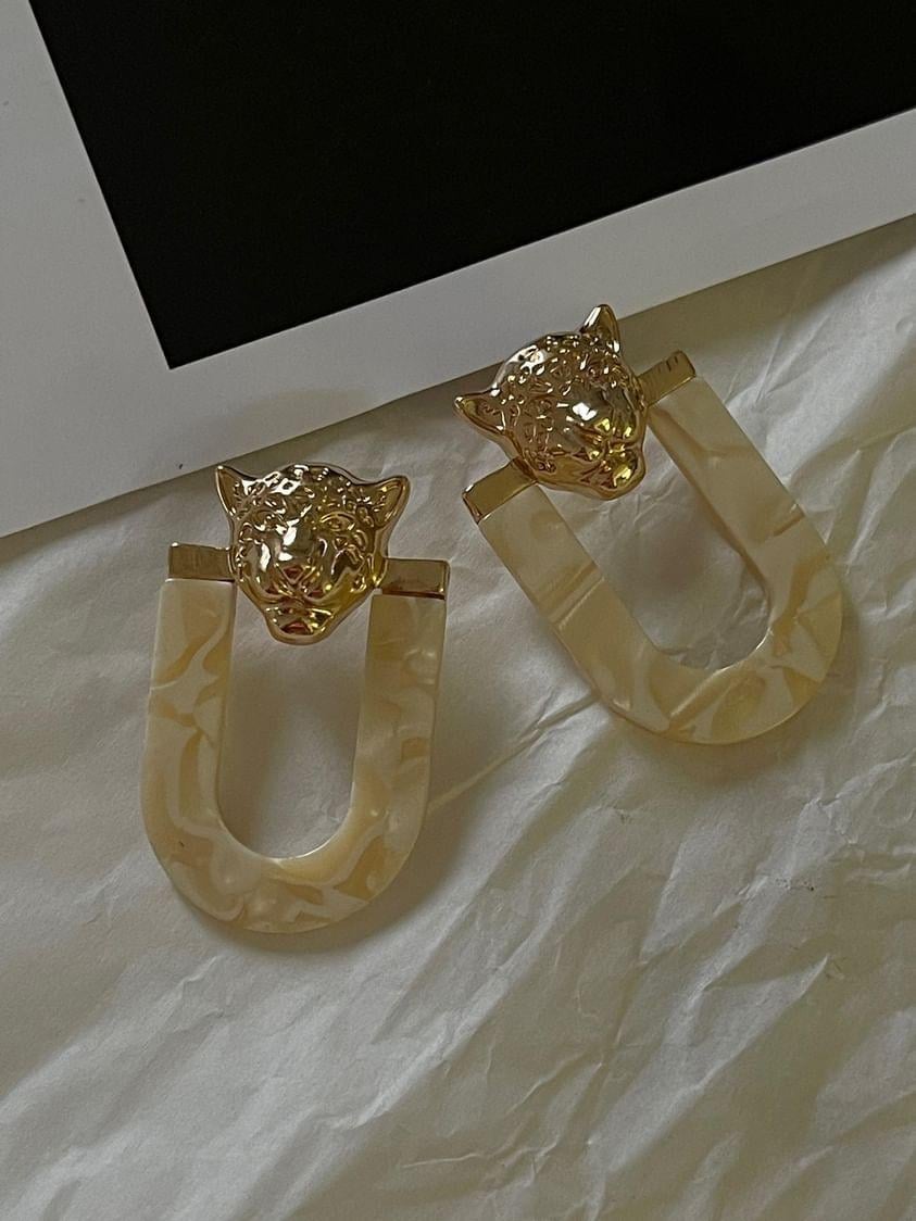 Krem Kaplan Küpe (5 Cm)