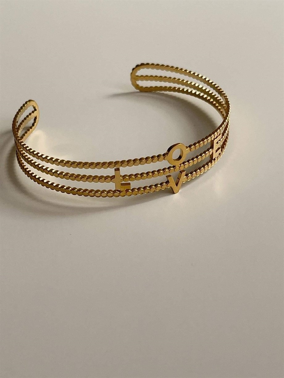 Love Yazılı Kelepçe Bileklik (6.5 Cm)