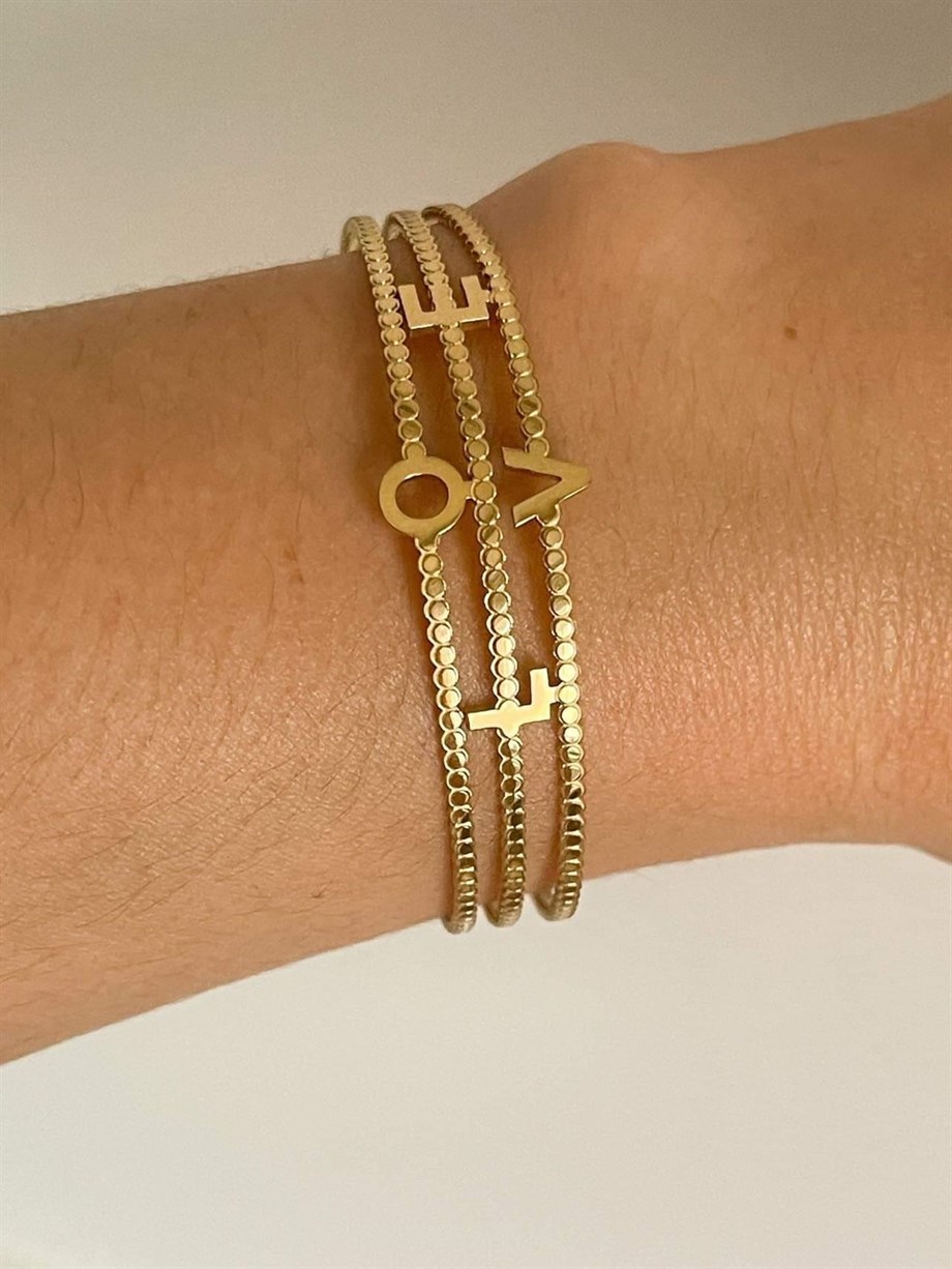 Love Yazılı Kelepçe Bileklik (6.5 Cm)