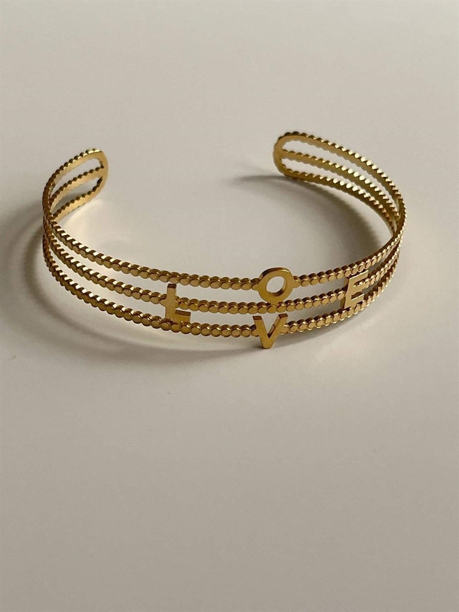 Love Yazılı Kelepçe Bileklik (6.5 Cm)