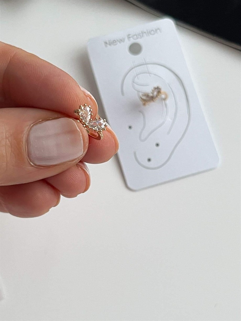 Özel Kalp Mini Kalp Tekli Ear Cuff Küpe (1 Cm)