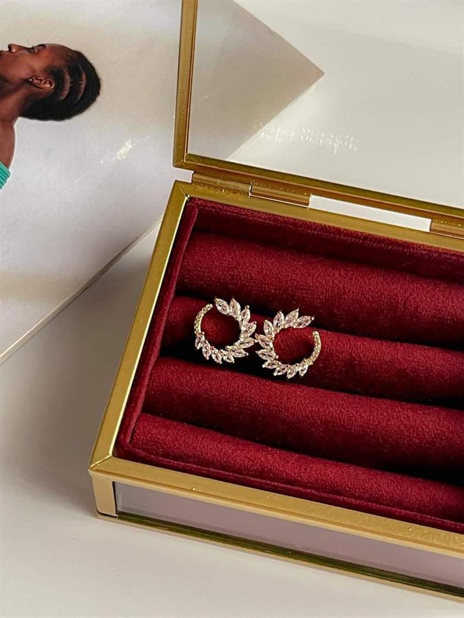 Özel Kaplama Baget Taşlı Küpe (1.5 Cm)