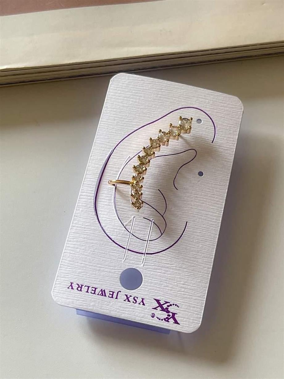 Özel Kaplama Baget Taşlı Tek Ear Cuff Küpe 