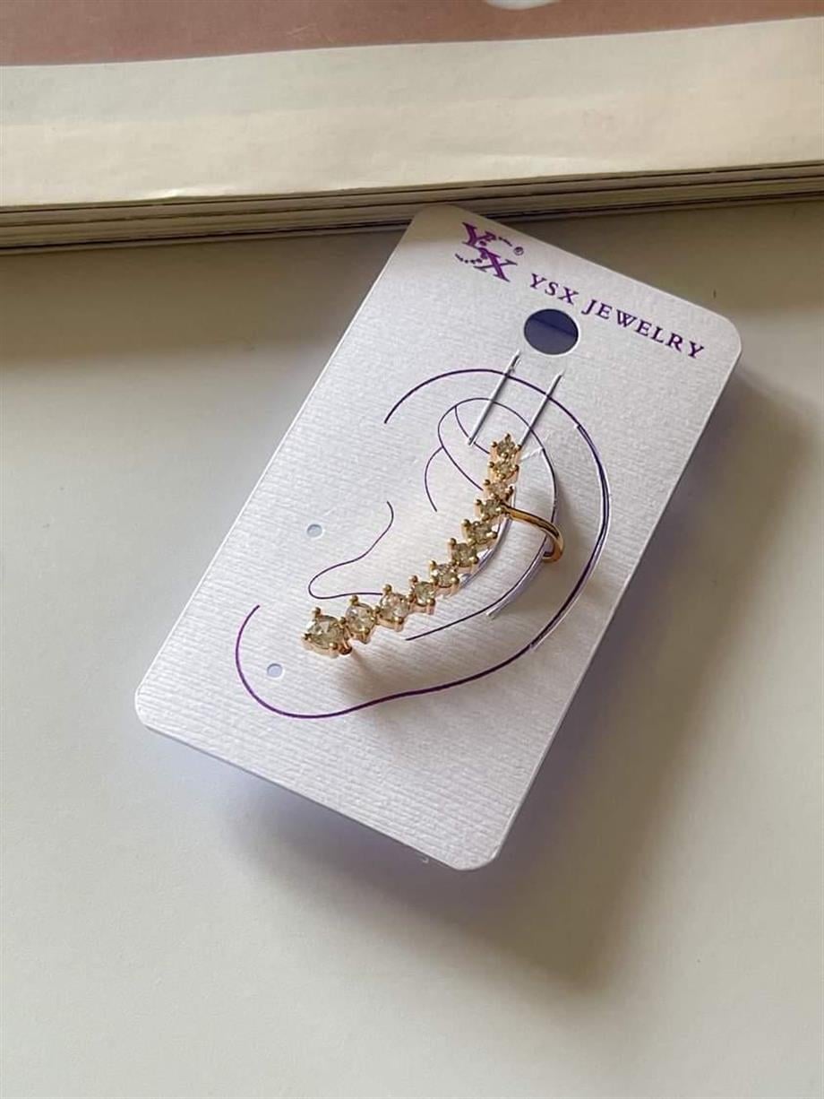 Özel Kaplama Baget Taşlı Tek Ear Cuff Küpe 