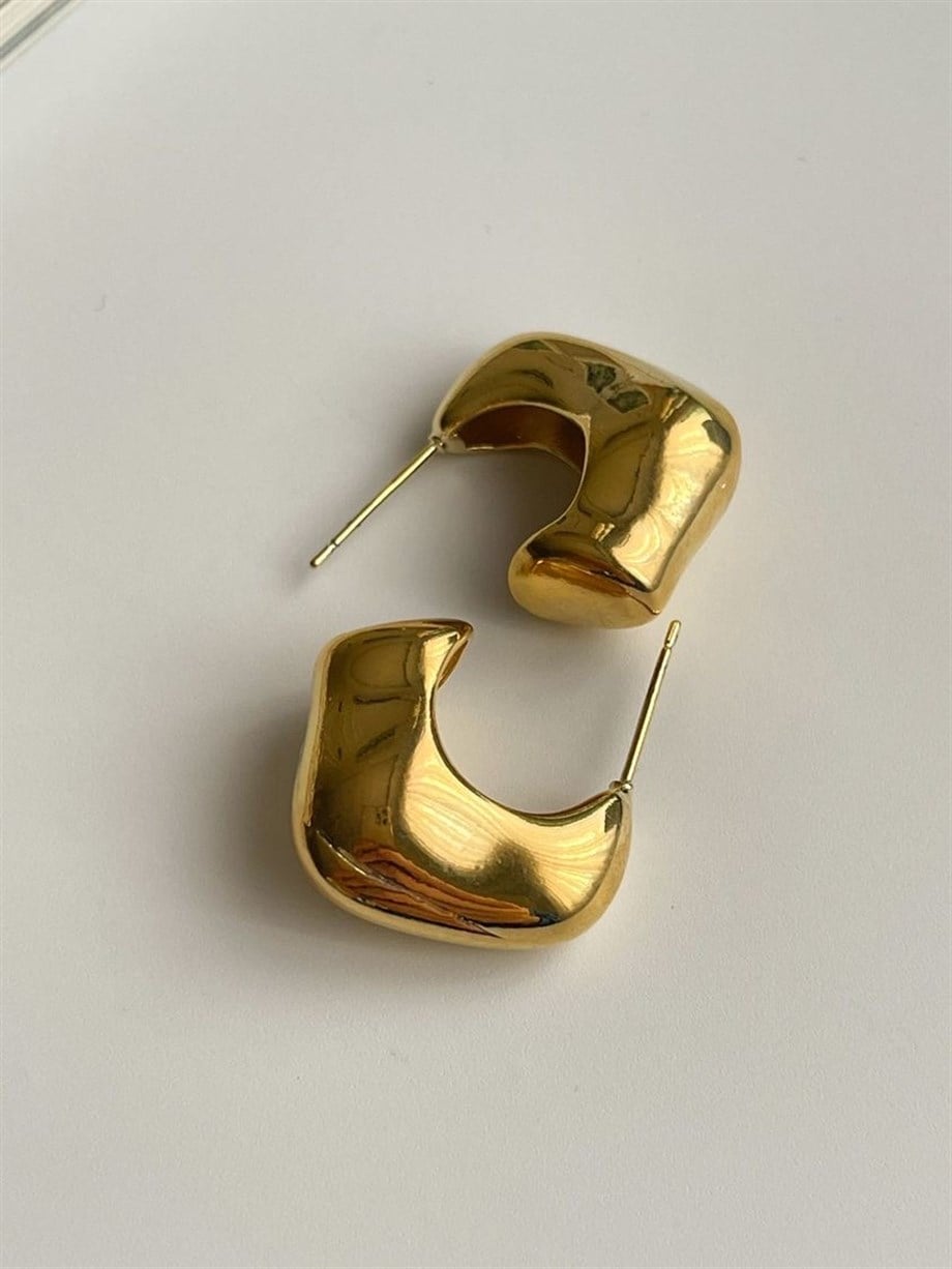 Özel Kaplama Bombeli Gold Küpe (2 Cm)