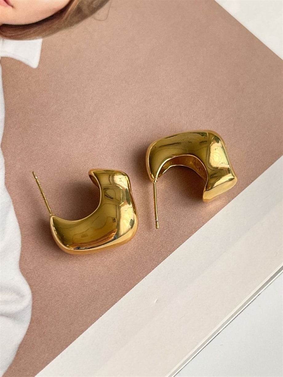 Özel Kaplama Bombeli Gold Küpe (2 Cm)