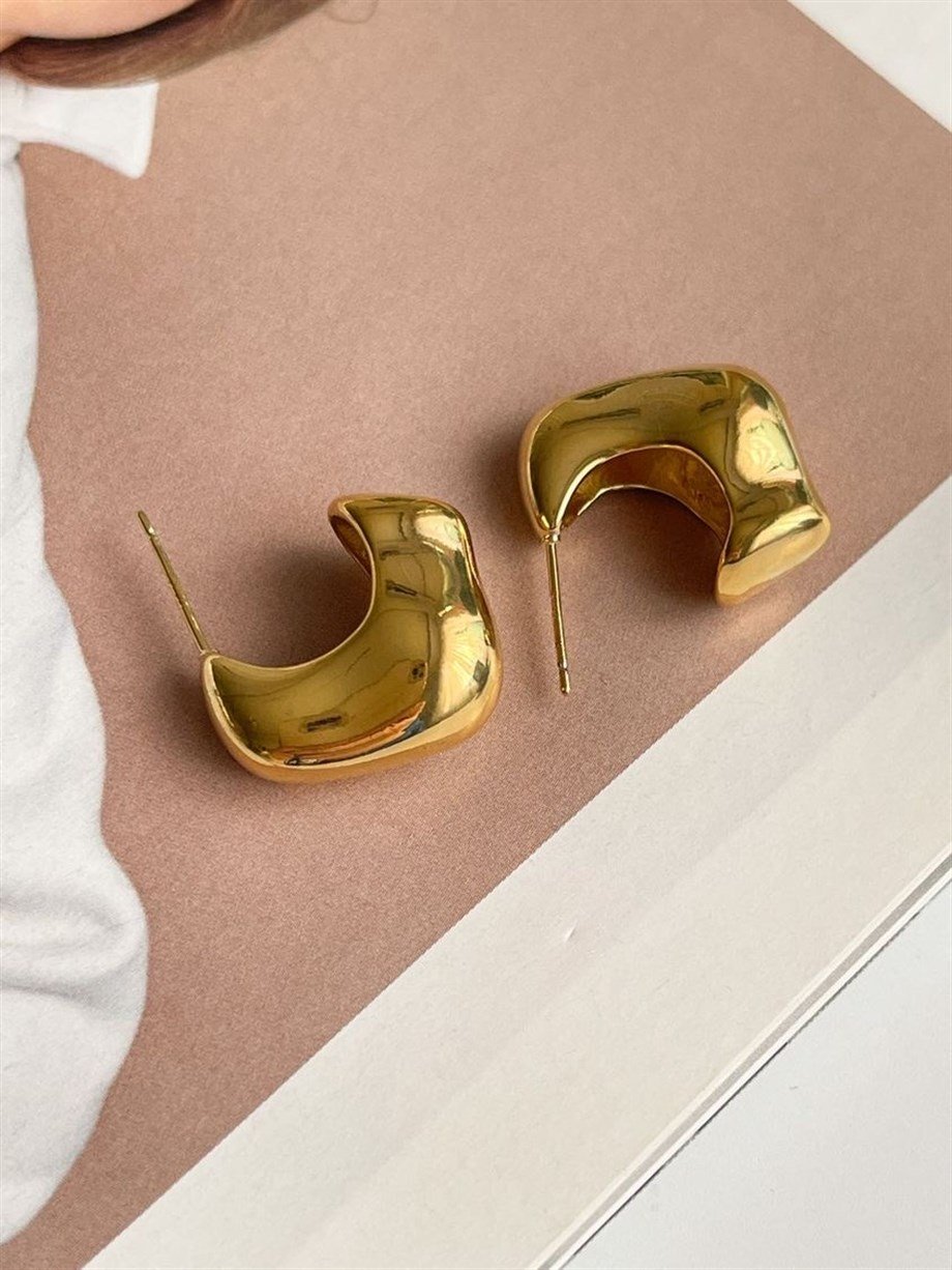 Özel Kaplama Bombeli Gold Küpe (2 Cm)