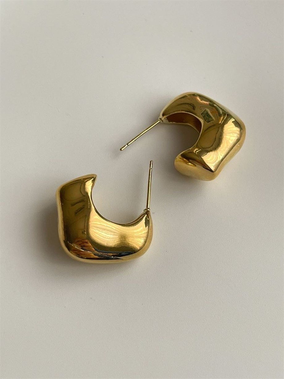 Özel Kaplama Bombeli Gold Küpe (2 Cm)