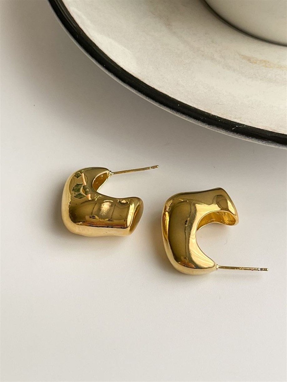 Özel Kaplama Bombeli Gold Küpe (2 Cm)