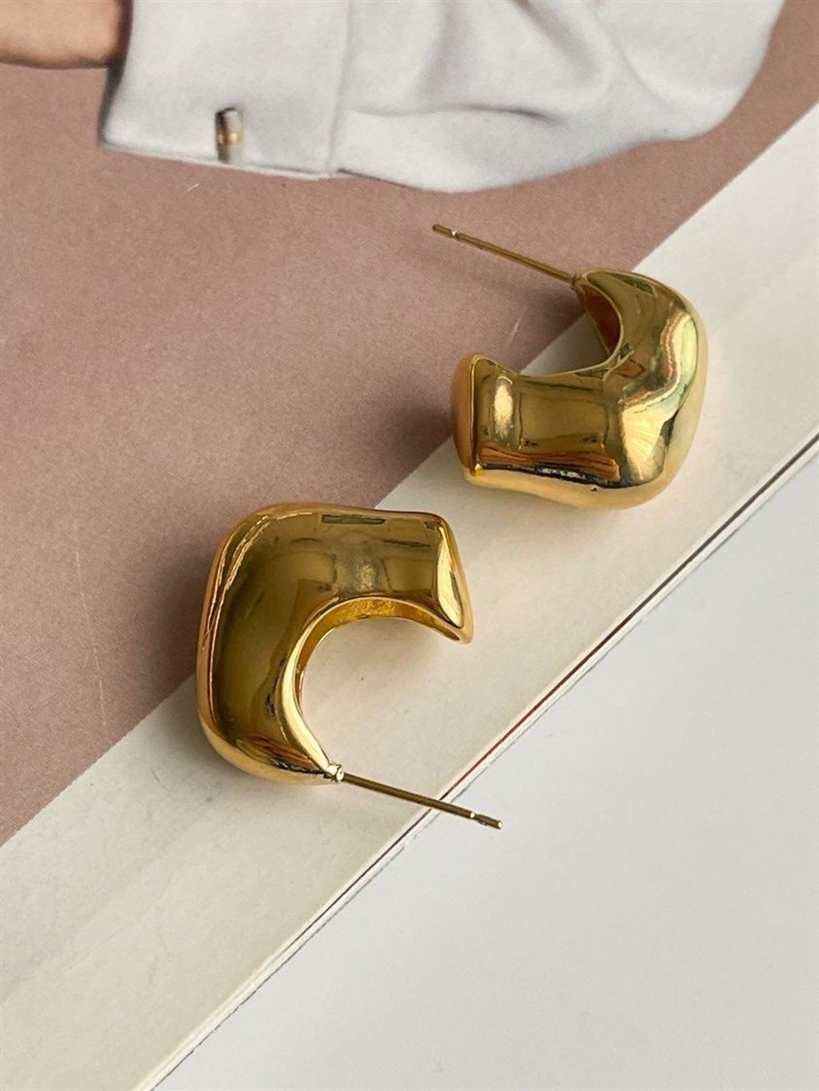 Özel Kaplama Bombeli Gold Küpe (2 Cm)
