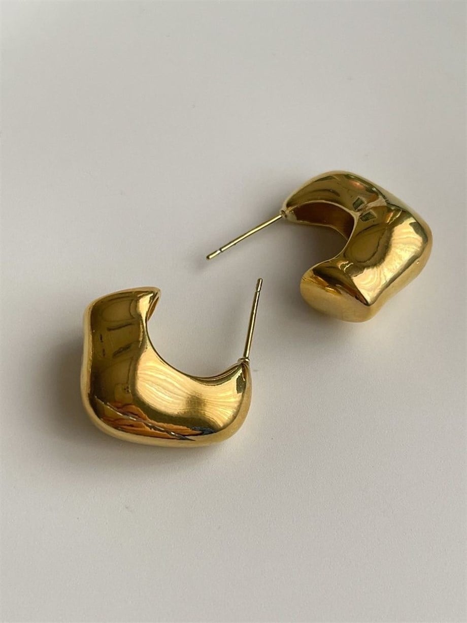Özel Kaplama Bombeli Gold Küpe (2 Cm)