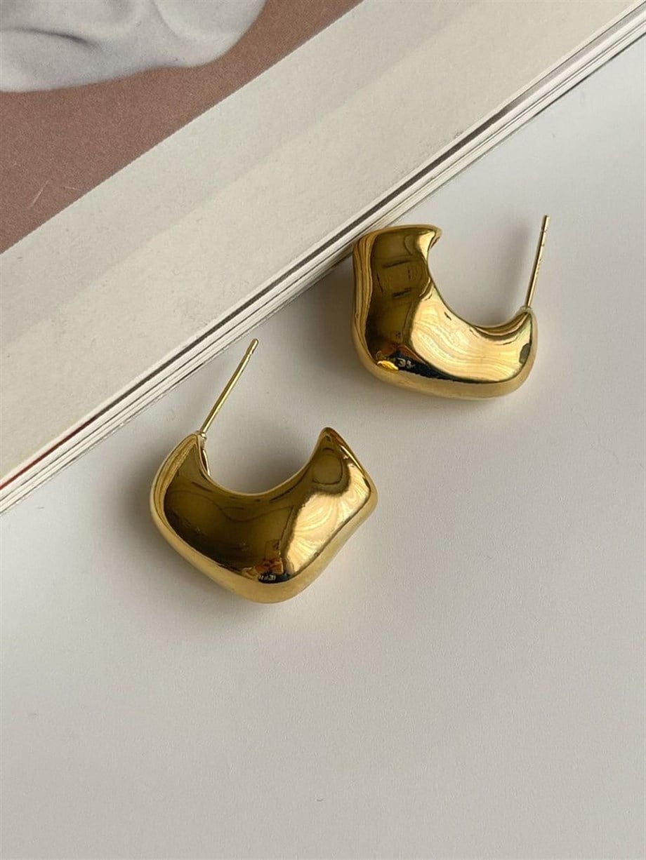 Özel Kaplama Bombeli Gold Küpe (2 Cm)