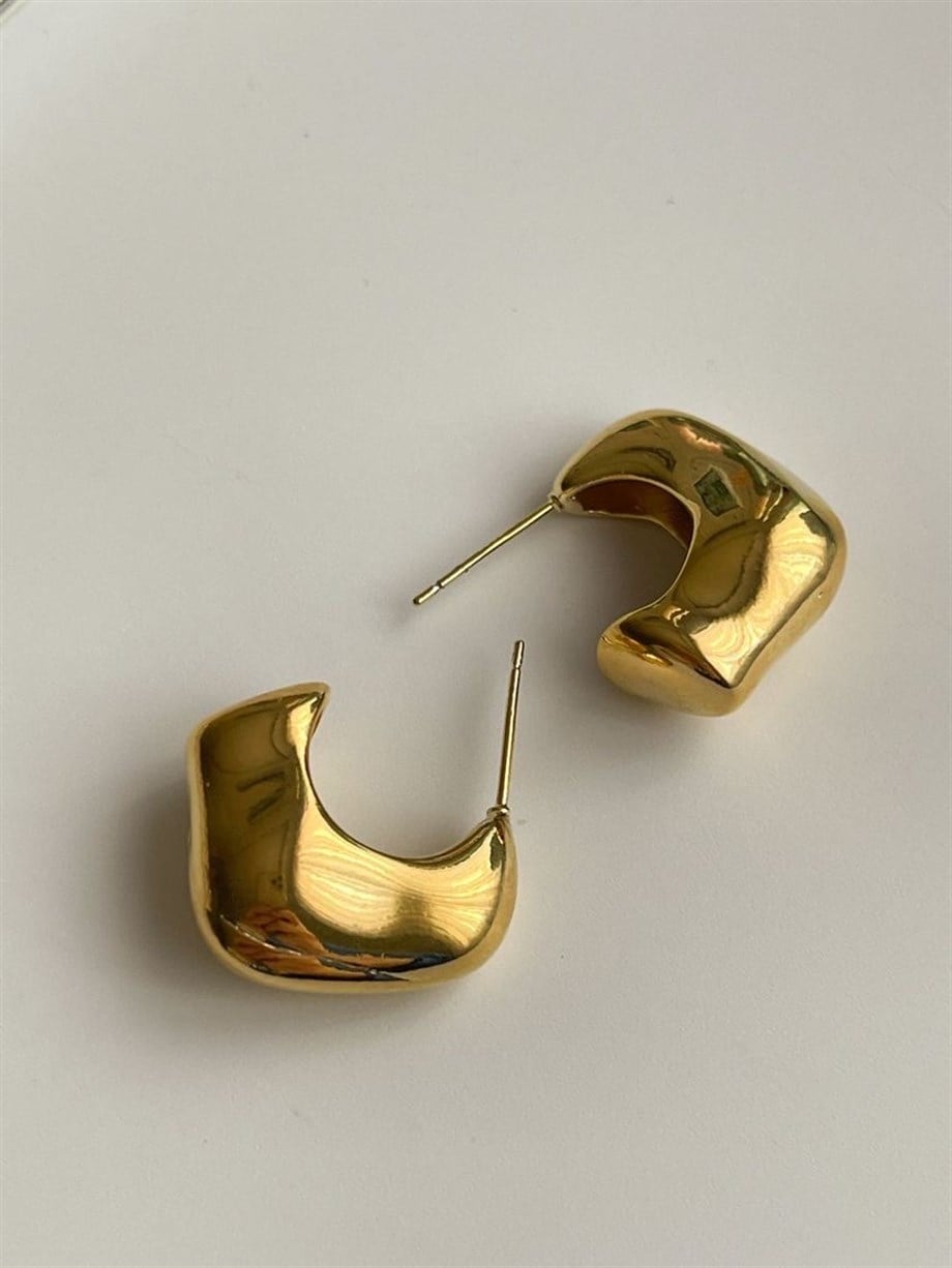 Özel Kaplama Bombeli Gold Küpe (2 Cm)