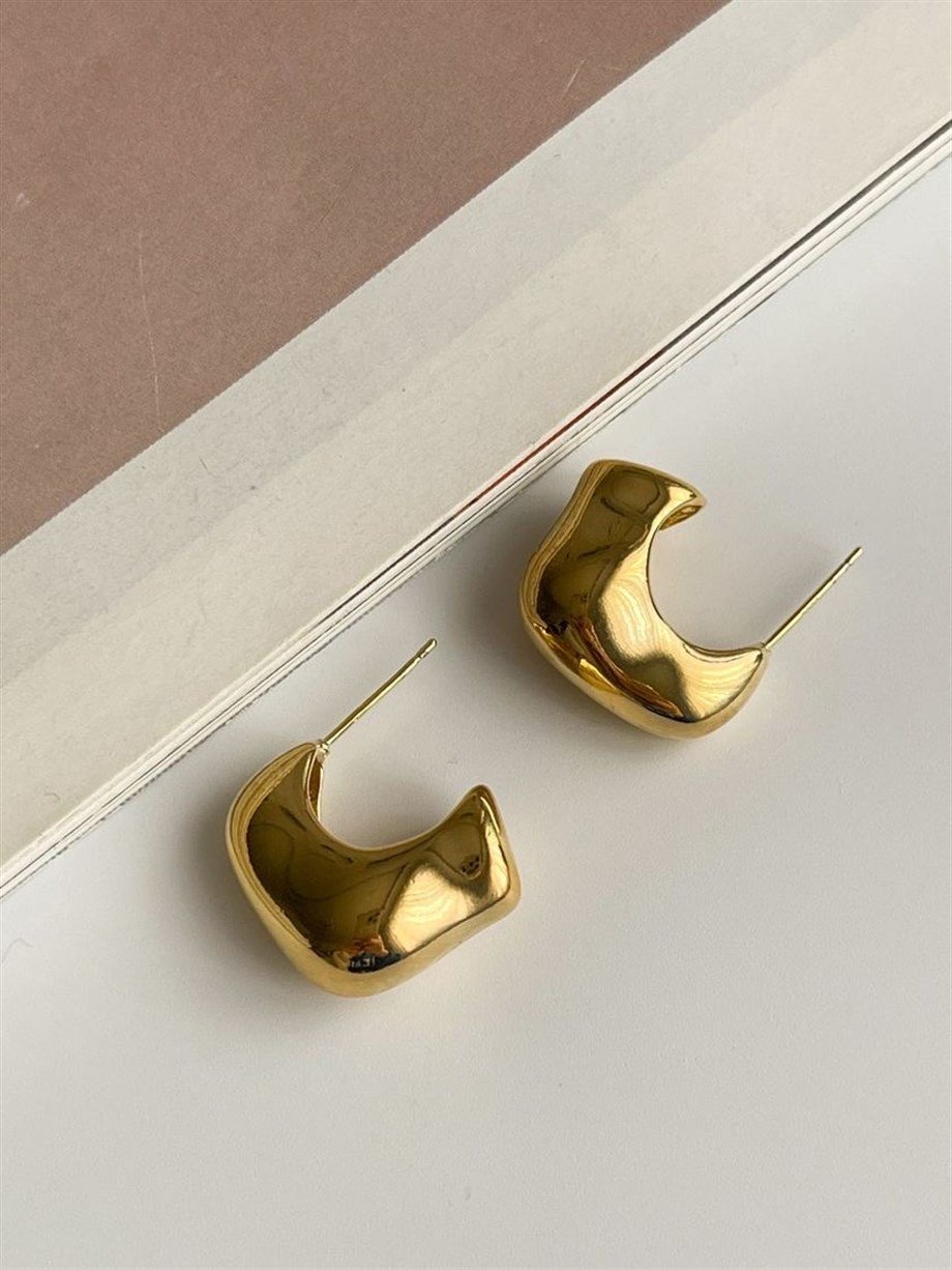 Özel Kaplama Bombeli Gold Küpe (2 Cm)