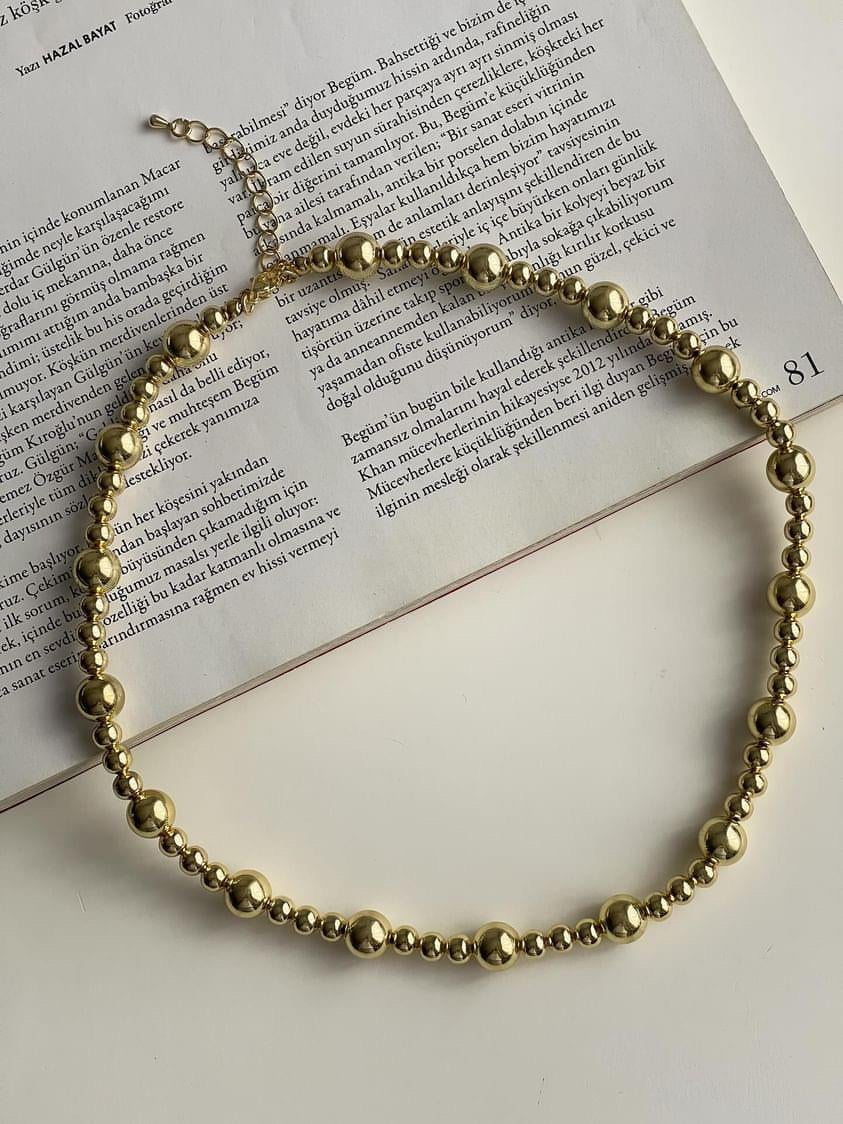 Özel Kaplama Gold Boncuk Kolye (48 Cm)