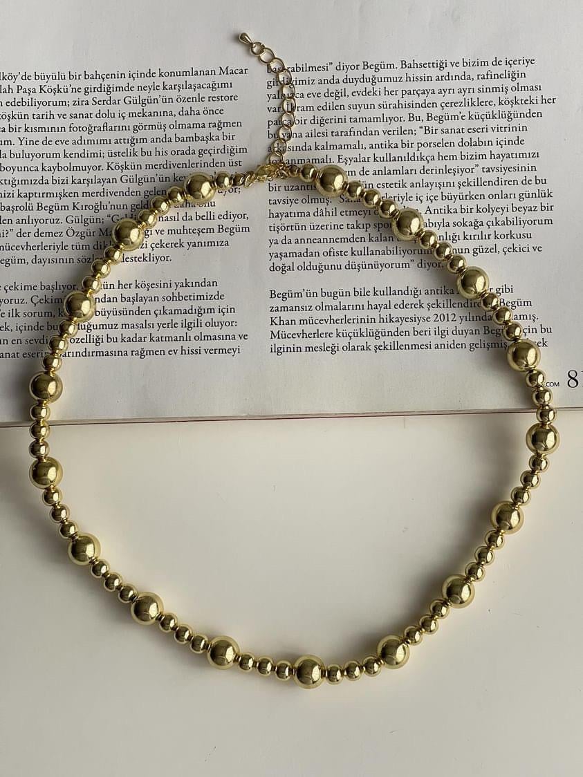 Özel Kaplama Gold Boncuk Kolye (48 Cm)