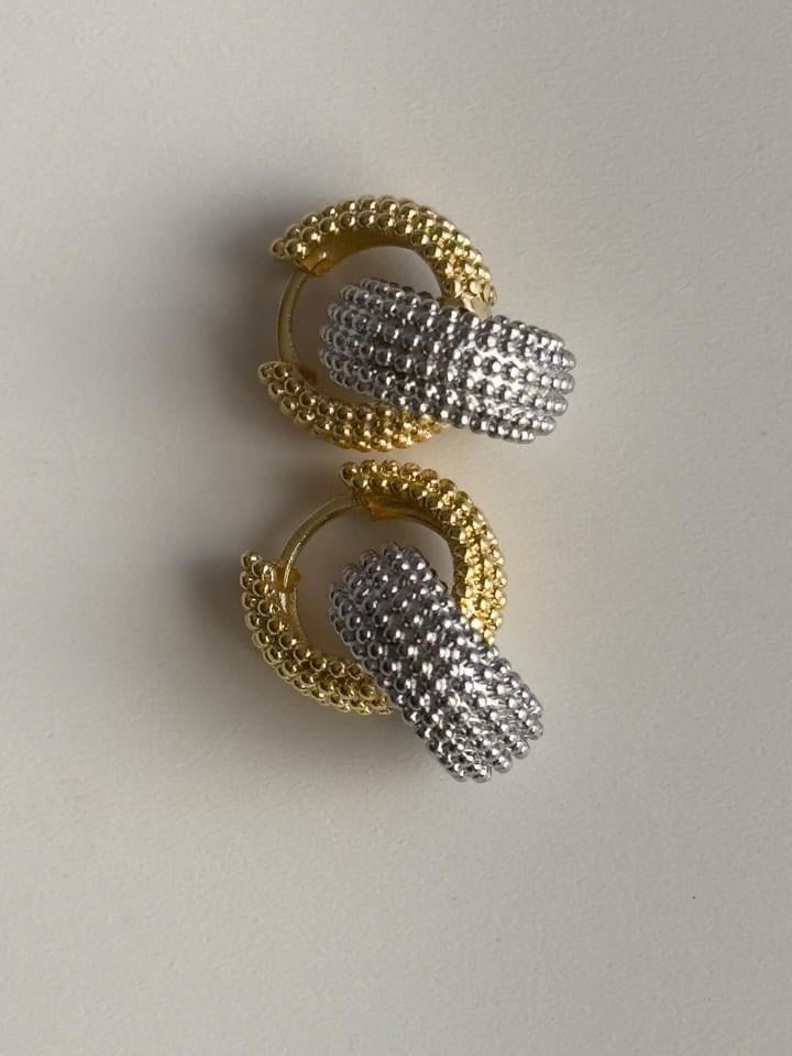 Özel Kaplama Gold Gümüş Kombinli Midye Vip Küpe (2.5 Cm)