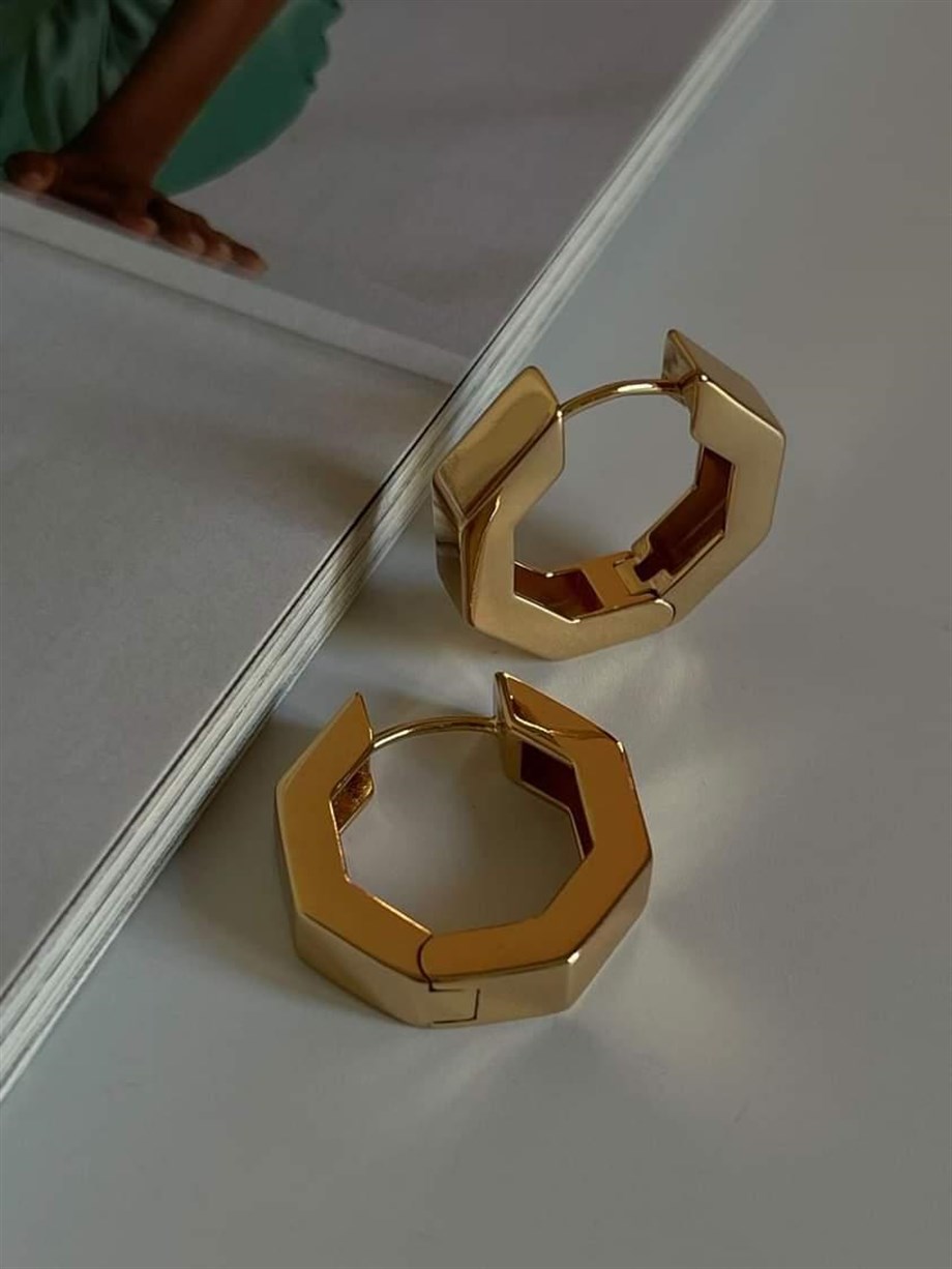 Özel Kaplama Gold Köşeli Küpe (2.10 Cm)