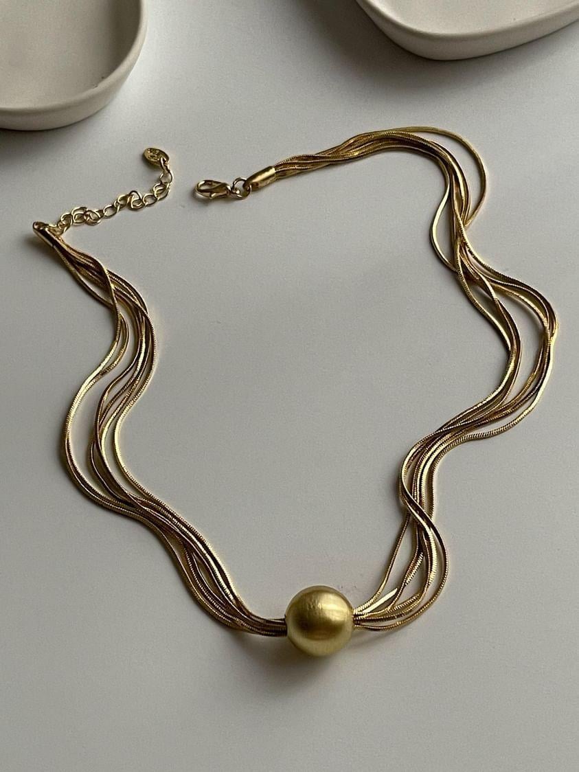 Özel Kaplama Gold Mat Topçuklu Kolye (48 Cm)